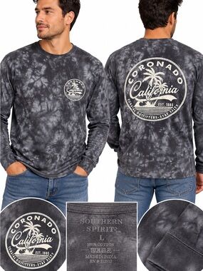 Spirit Black Gray Tie-Dye Long Sleeve Tee